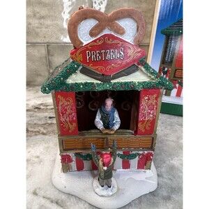 Lemax Pretzel Stand Christmas Village RARE xmas snow food stand decor Pretzels